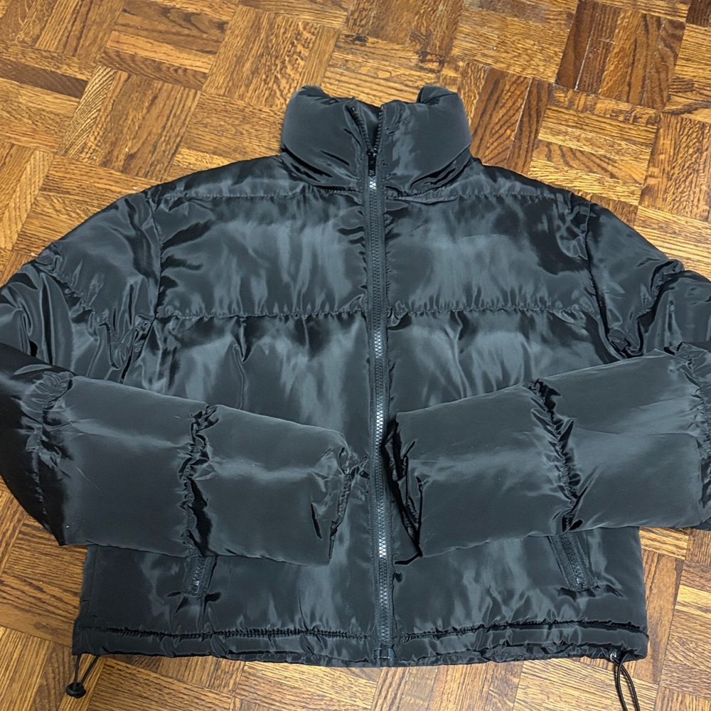 Black Cropped Puffer Jacket